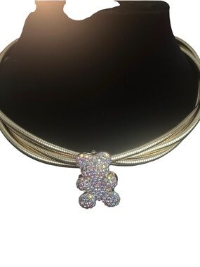 Tous/ Multistrand Silver-Tone Necklace with Iridescent Teddy-fashion jewelry